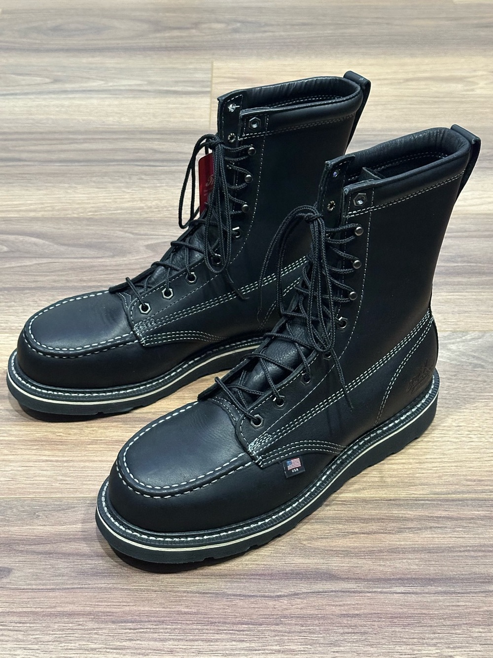 NEW Thorogood American Heritage 8" Safety Toe Work Boots in Black Size 9.5